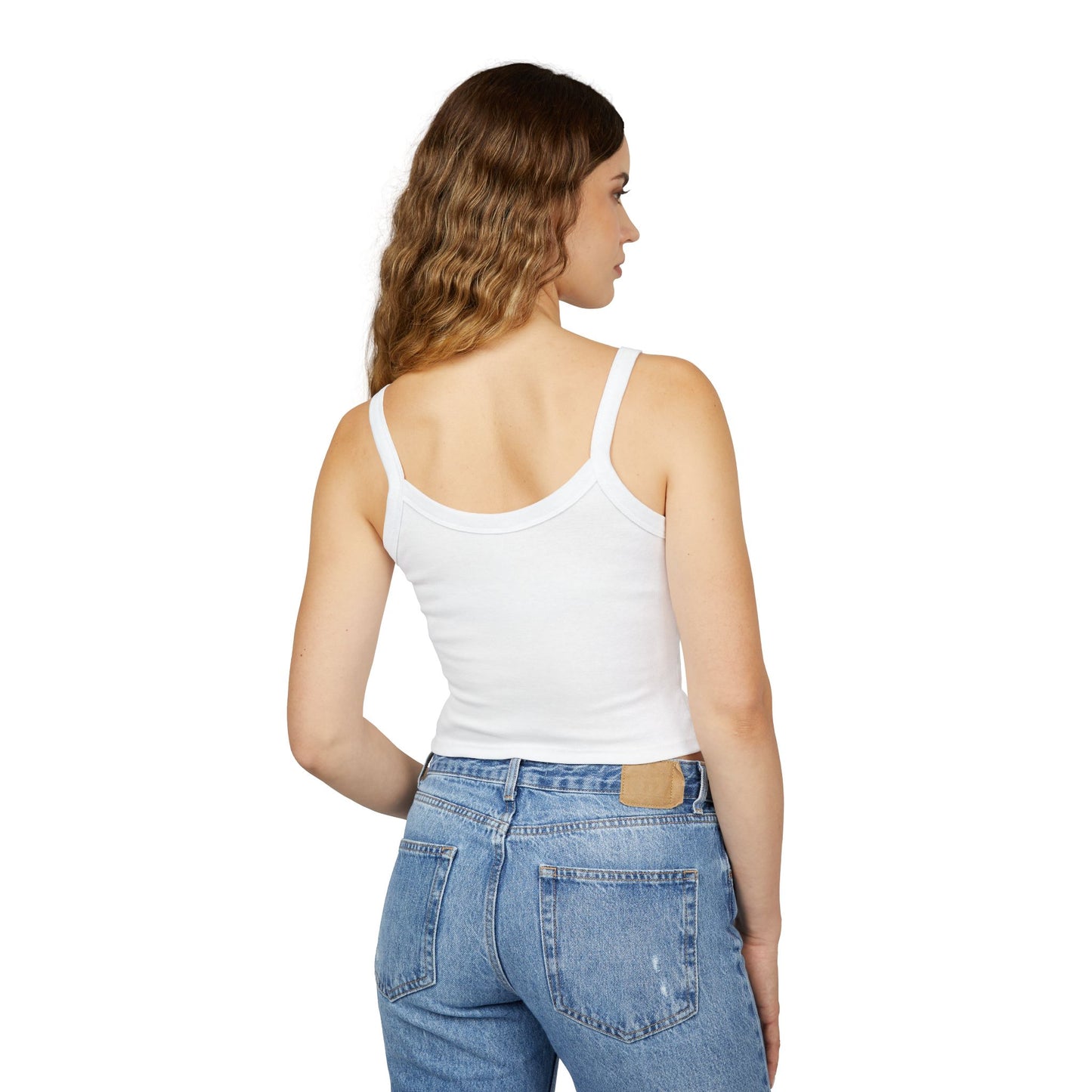 "Line Dancer" Spaghetti Strap Tank Top – Western-Inspired Country Dance Graphic – 'Get Your Boots in Line' Women's Dance Tank
