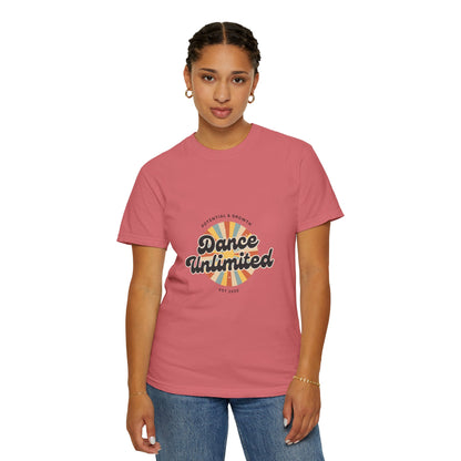 "Dance Unlimited, Potential & Growth" Unisex Garment-Dyed T-Shirt – Retro-Inspired Dance Motivation Graphic Tee – Inspirational Shirt for Dancers"