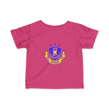 "Jeté Dance Gear" Infant Dance T-Shirt – Collegiate-Inspired Dancer Graphic Short Sleeve Tee for Babies