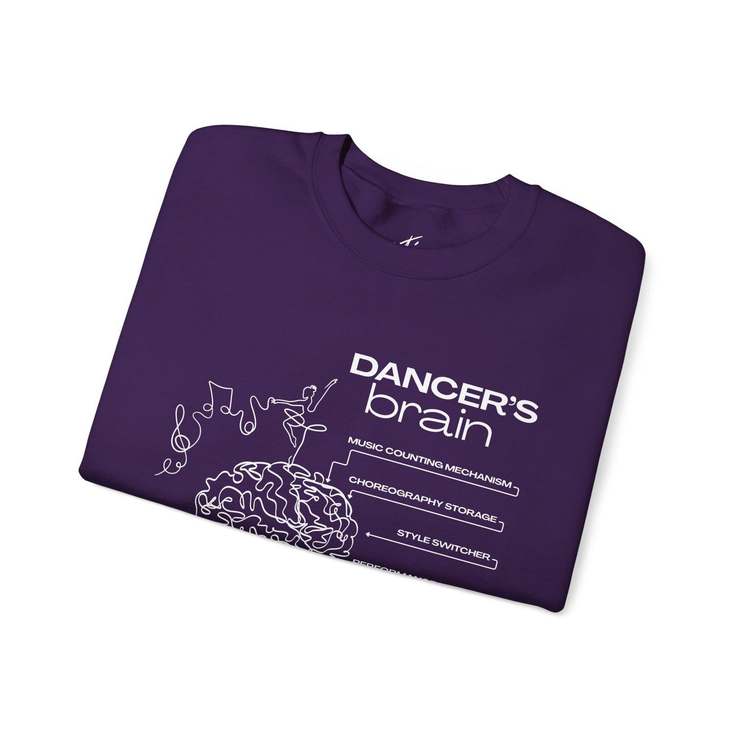“Dancer’s Brain” Funny Dance Anatomy Sweatshirt – Unisex Heavy Blend Crewneck with Optional Name or Studio Personalization