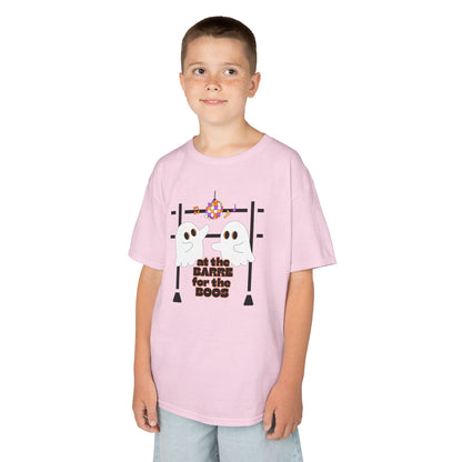 “At the Barre for the Boos” Halloween Dance T-Shirt with Cute Ghost Ballet Graphics - Kids Heavy Cotton™ Tee