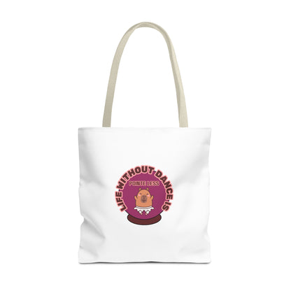 "Life Without Dance Is Pointeless" Capybara Canvas Tote Bag – Funny Dance Pun Tote for Dancers & Animal Lovers