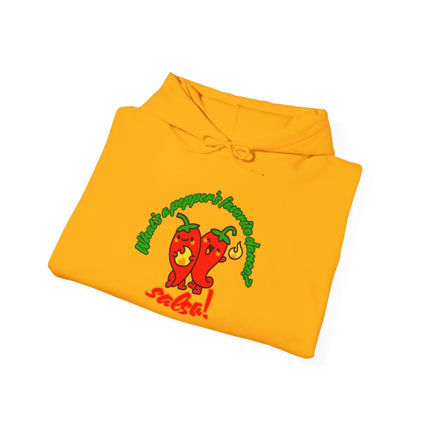 "What’s a Pepper’s Favorite Dance? Salsa!" Unisex Hooded Sweatshirt – Funny Dance Pun Hoodie with Cute Pepper Graphic for Dancers & Foodies