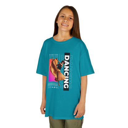 "Dancing" Youth Short Sleeve T-Shirt – Streetwear-Inspired Female Dancer Graphic – Stylish Dance Apparel for Kids