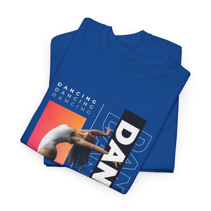 “Dancing” Streetwear-Inspired Female Dancer Unisex Heavy Cotton Tee – Urban Dance Graphic T-Shirt for Performers and Dance Lovers