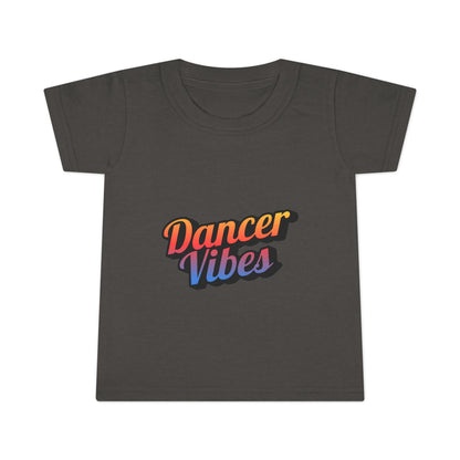 "Dancer Vibes" Toddler Dance T-Shirt – Colorful Text Graphic Short Sleeve Tee for Kids