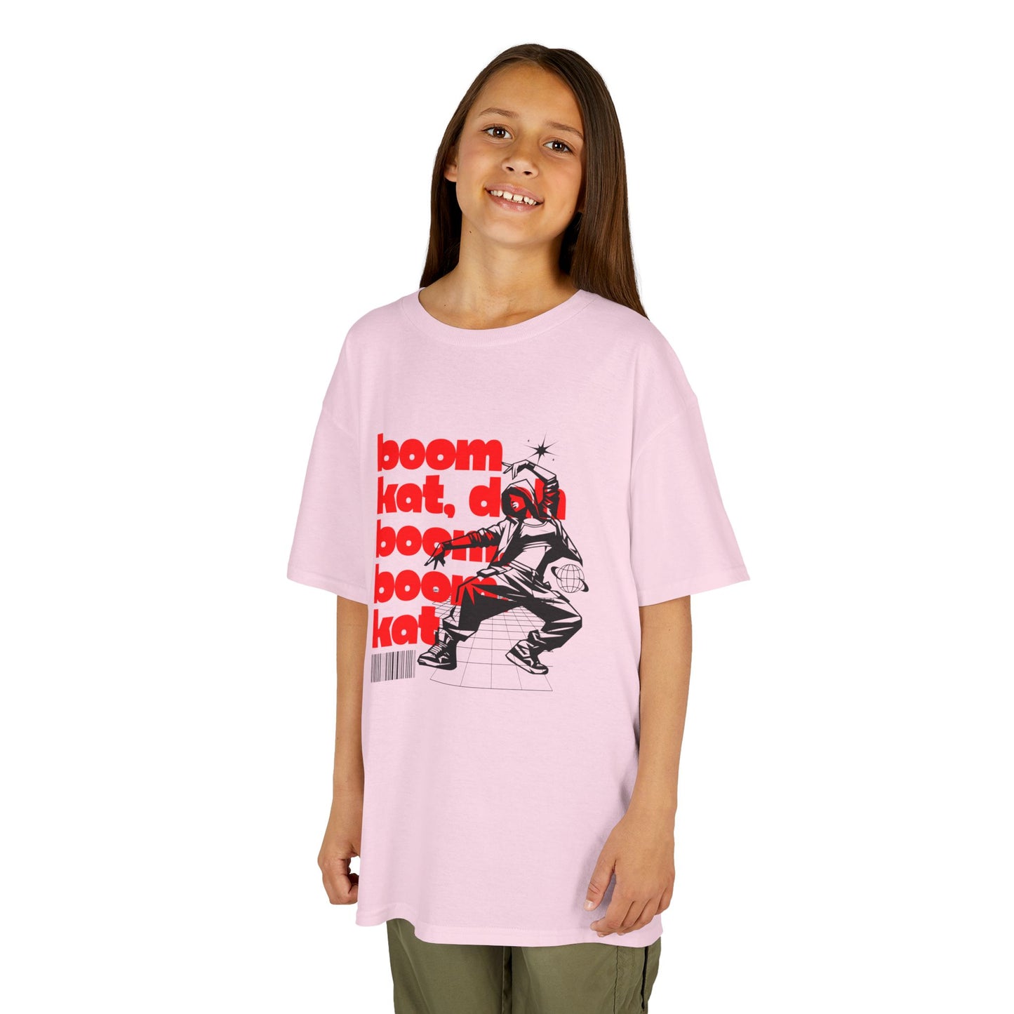 “Boom Kat Youth Short Sleeve Dance T-Shirt – Bold Streetwear-Inspired Graphic Tee for Kids