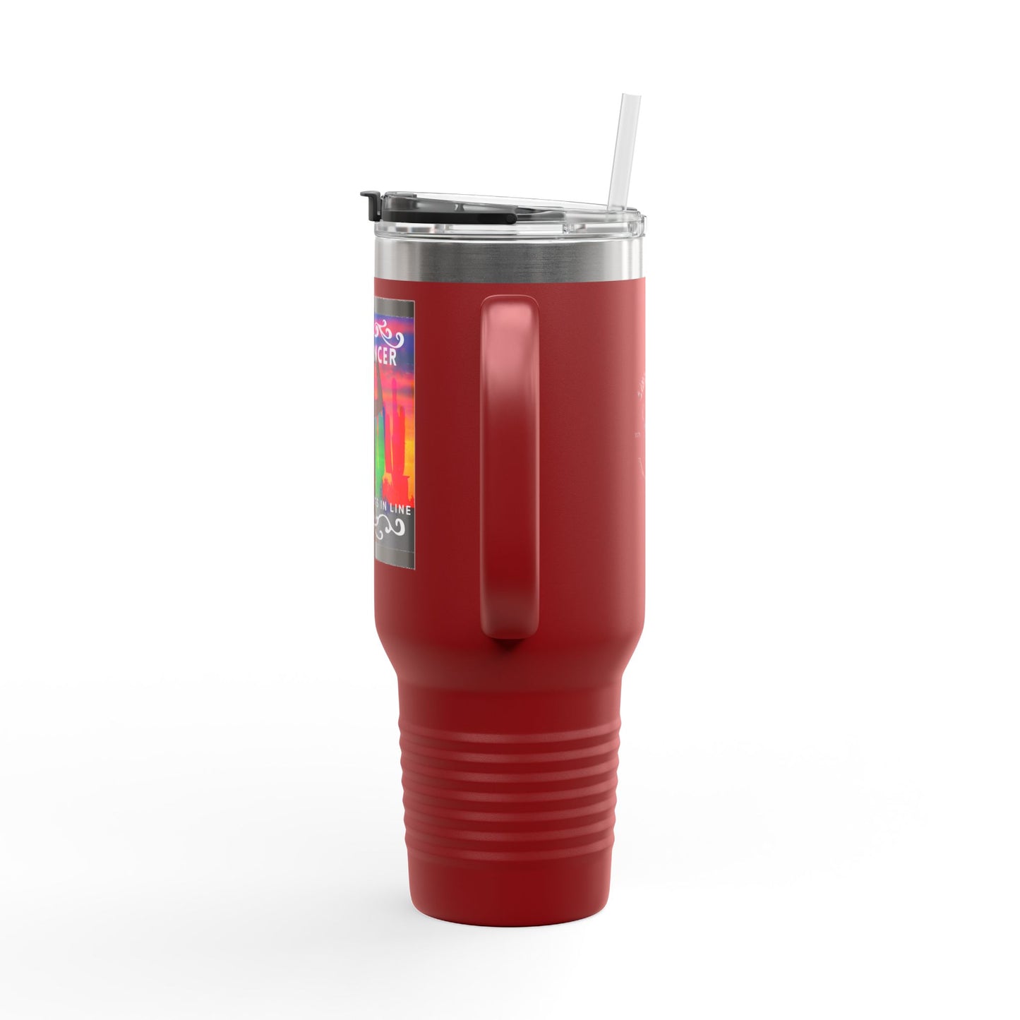 "Line Dancer, Get Your Boots In Line" 40oz Insulated Travel Mug – Cowgirl Dance-Themed Tumbler for Country Western Lovers