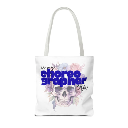 In My Choreographer Era Tote Bag with Colored Handles – Pastel Floral Skull Dance-Inspired Carryall