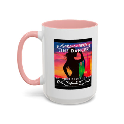 "Line Dancer" Accent Coffee Mug – Cute Cowgirl Graphic Ceramic Mug for Country Dance Lovers