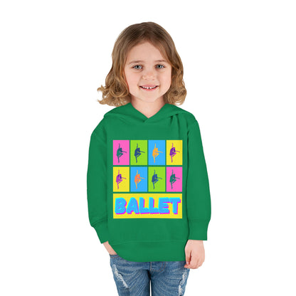 “Ballet" Toddler Pullover Hoodie – Pop Art Inspired Dance Graphic Sweatshirt with Ballet Dancer Design for Kids
