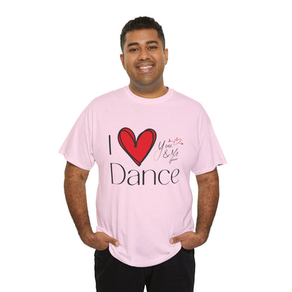"I Love Dance" Unisex Heavy Cotton Tee – Hand-Drawn Heart & Note Graphic Dance Lover T-Shirt