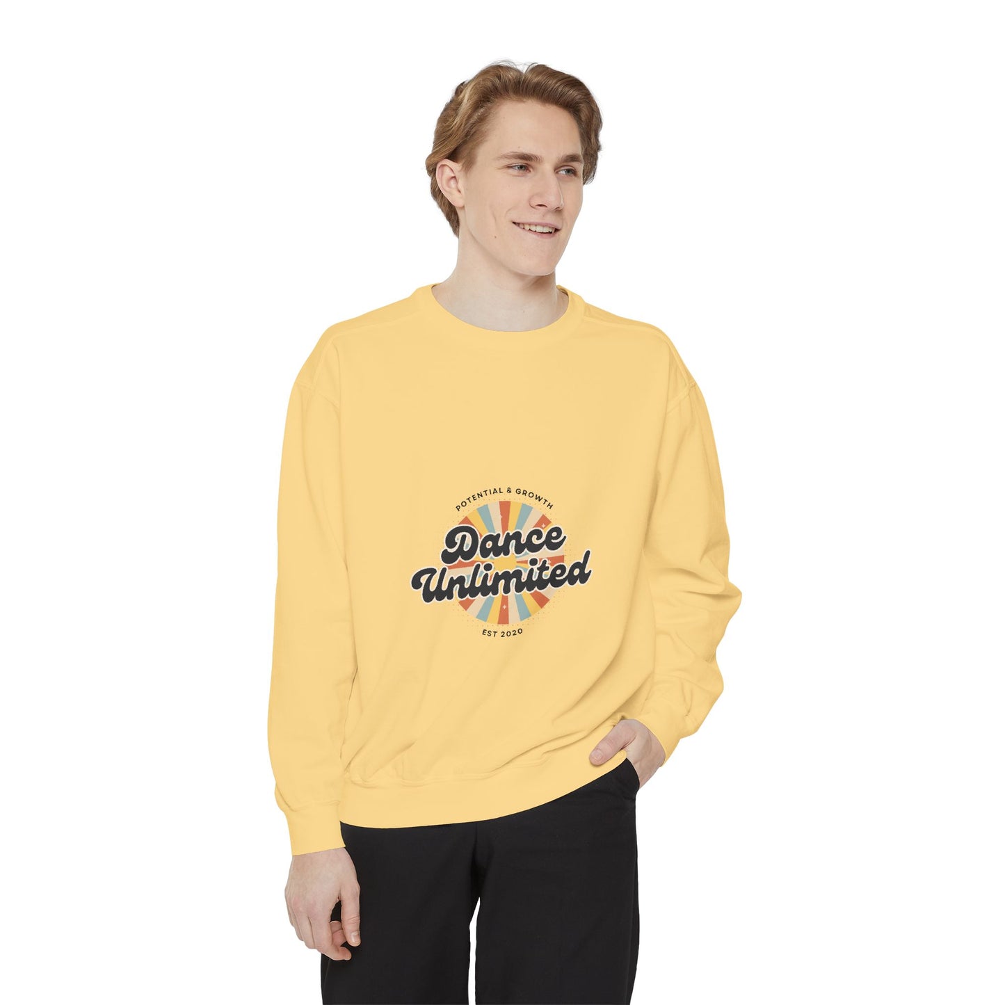 "Dance Unlimited – Potential & Growth" Unisex Lightweight Crewneck Sweatshirt – Retro-Inspired Motivational Dance Pullover for Performers & Creatives