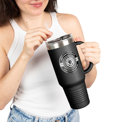 "Jeté Competition Team" 40oz Insulated Travel Mug – Collegiate Dance Emblem Tumbler with “Always Keep Dancing” Quote – Stainless Steel Travel Cup for Dancers, Coaches & Dance Moms