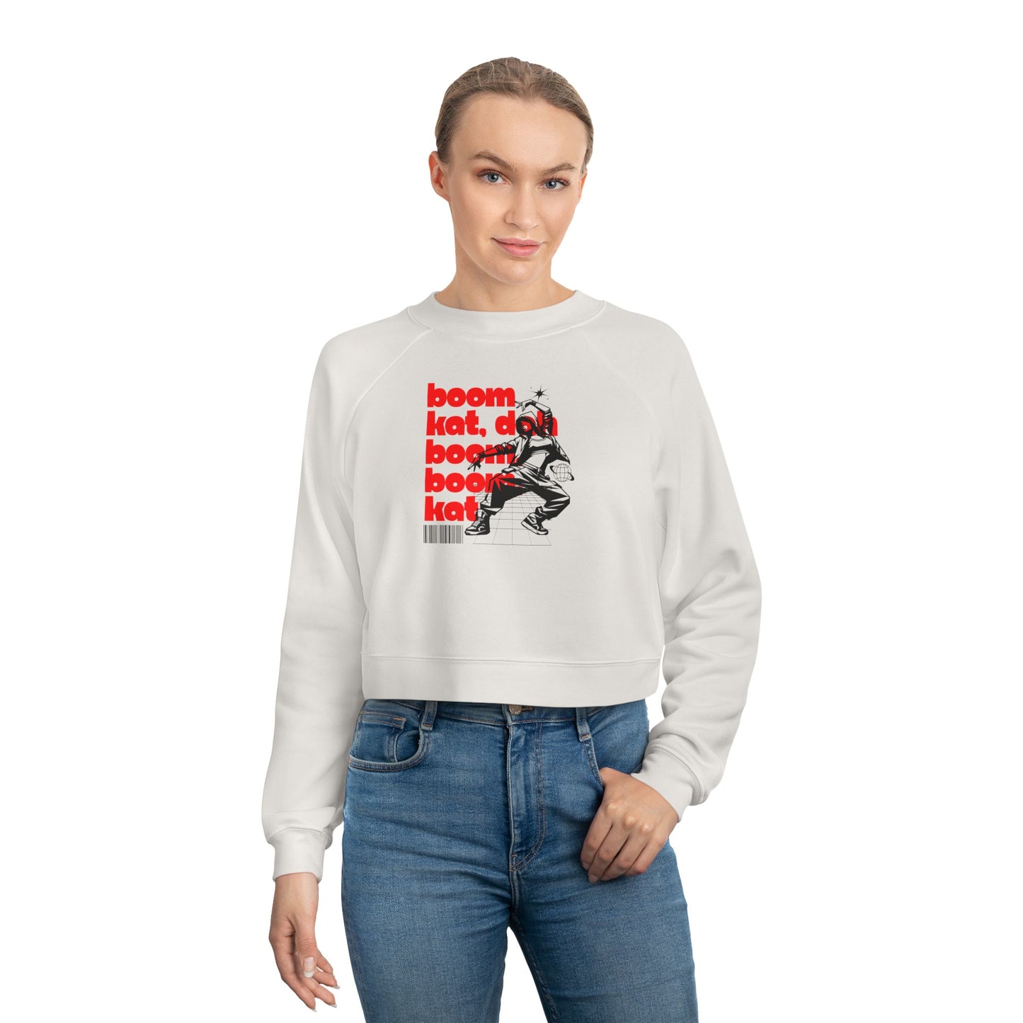 “Boom Kat” Bold Streetwear-Inspired Dance Graphic | Hip-Hop & Jazz Dance Sweatshirt for Dancers & Enthusiasts - Women’s Cropped Sweatshirt