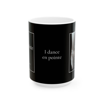 “I Dance En Pointe” Accent Coffee Mug – Ballet-Themed Personalized Mug with X-Ray Foot Design for Dancers, Teachers, and Ballet Lovers