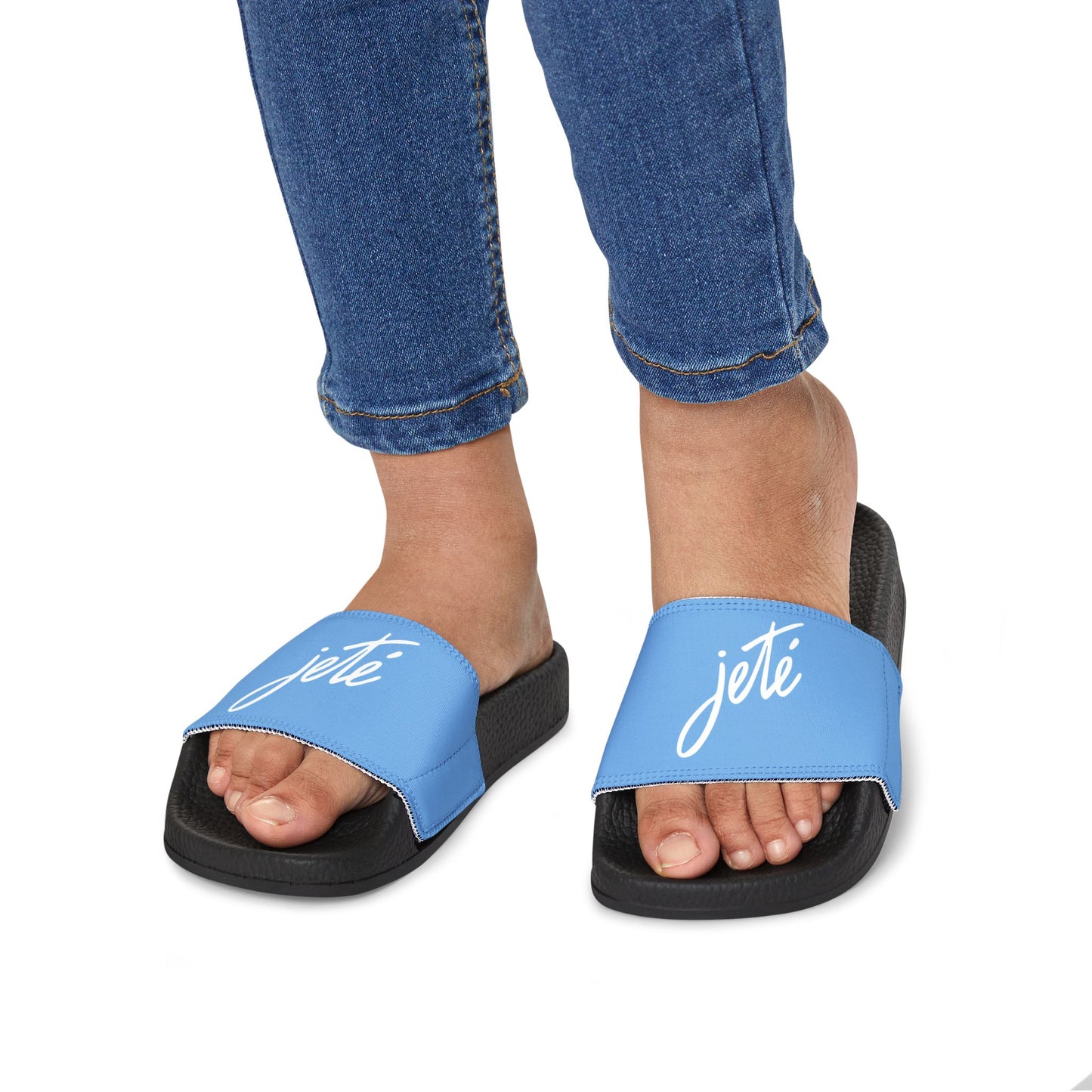 YOUTH SIZES - “Jeté” Official Logo Dance -Inspired Custom Footwear | Youth Sandal Slides with Removable Straps