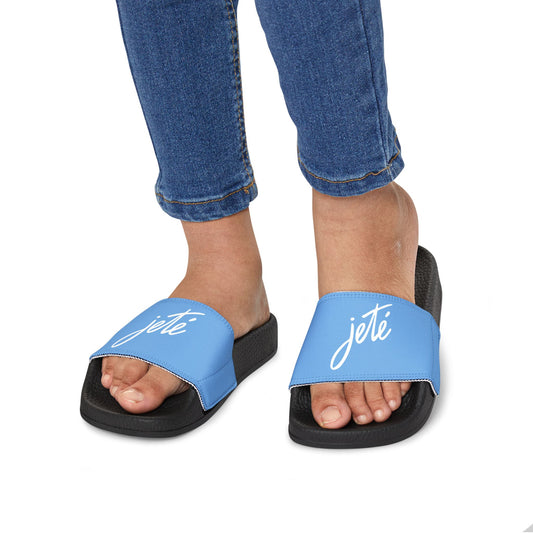 YOUTH SIZES - “Jeté” Official Logo Dance -Inspired Custom Footwear | Youth Sandal Slides with Removable Straps
