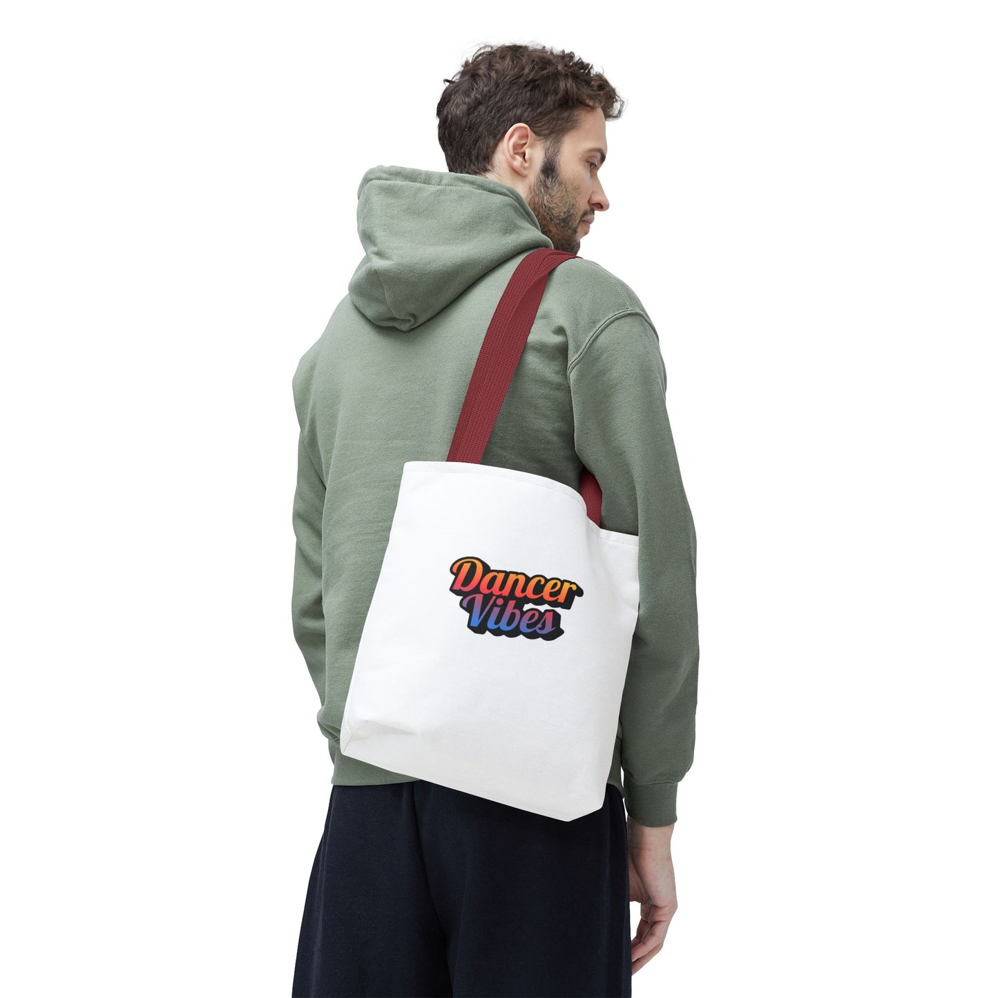 "Dancer Vibes" Canvas Tote Bag – Bold Dance-Themed Text Graphic Bag for Dancers, Students & Everyday Use