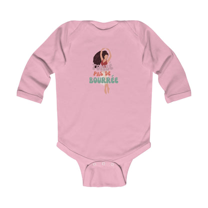 "Tombé Pas de Bourrée" Infant Long Sleeve Ballet Bodysuit – Cute Dance-Themed Baby Outfit for Future Ballerinas