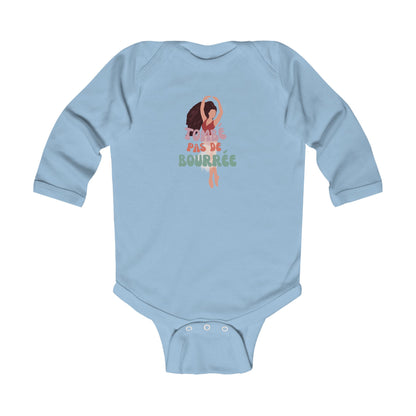 "Tombé Pas de Bourrée" Infant Long Sleeve Ballet Bodysuit – Cute Dance-Themed Baby Outfit for Future Ballerinas