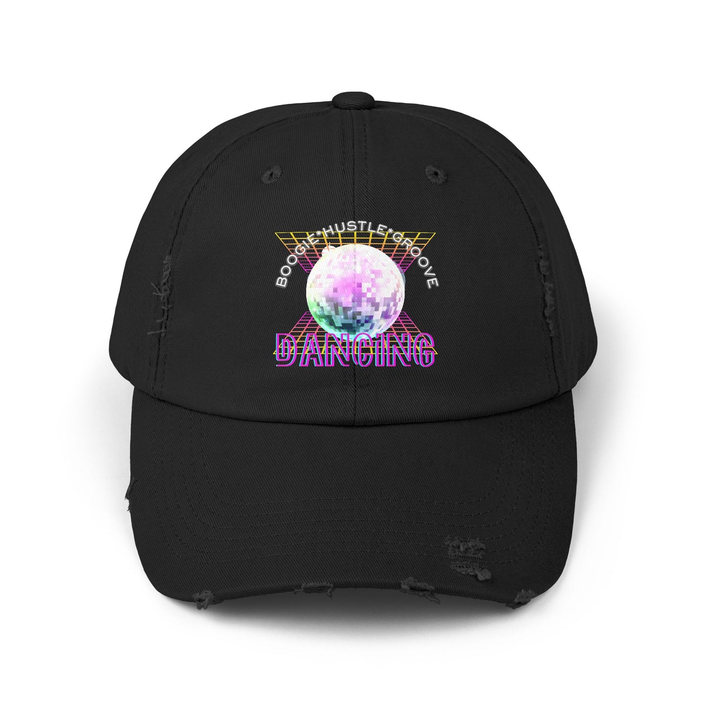 "Boogie, Hustle, Groove - Dancing" Streetwear Embroidered Design – Unisex Distressed Dance Cap
