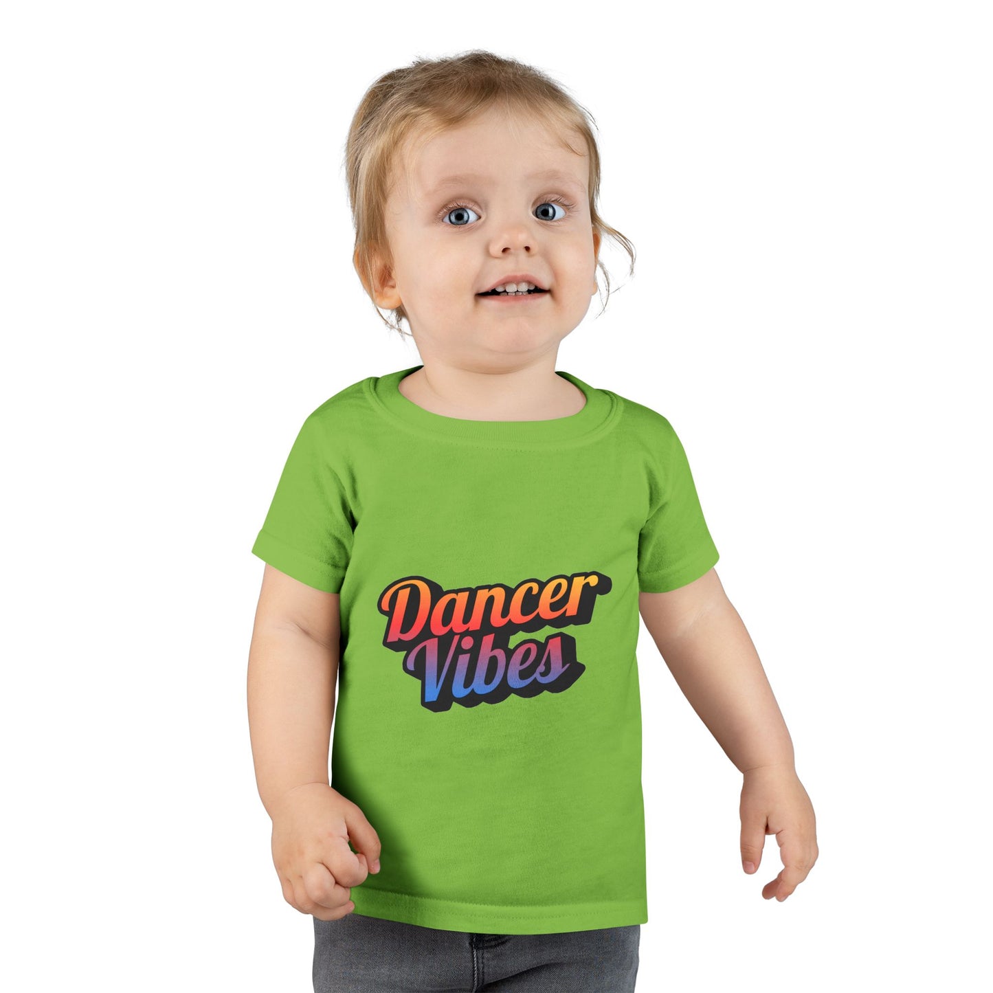 "Dancer Vibes" Toddler Dance T-Shirt – Colorful Text Graphic Short Sleeve Tee for Kids