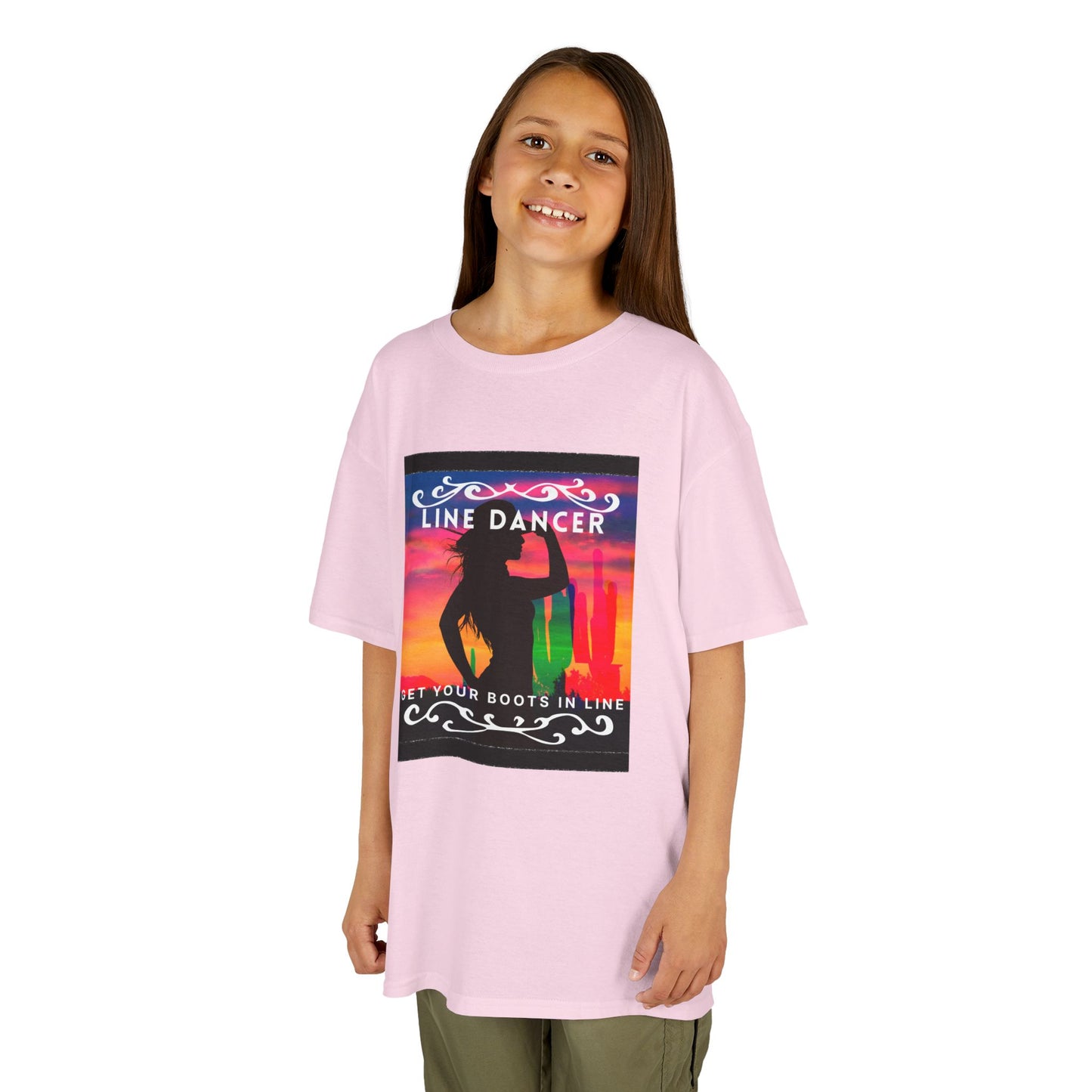 "Line Dancer – Get Your Boots in Line" Youth Short Sleeve Tee – Western-Inspired Country Dance Shirt for Kids
