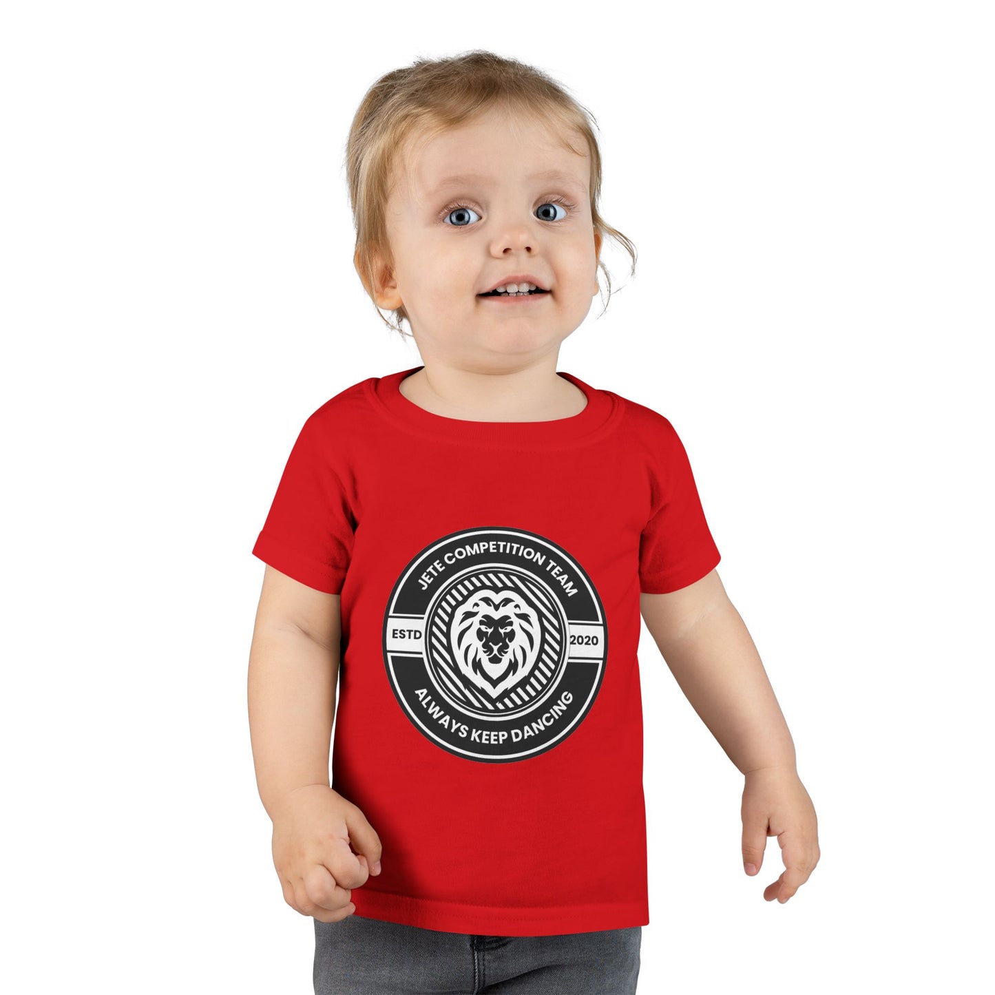 "Jeté Competition Team – Always Keep Dancing" Toddler Dance T-Shirt – Collegiate-Inspired Emblem Graphic Short Sleeve Tee for Kids