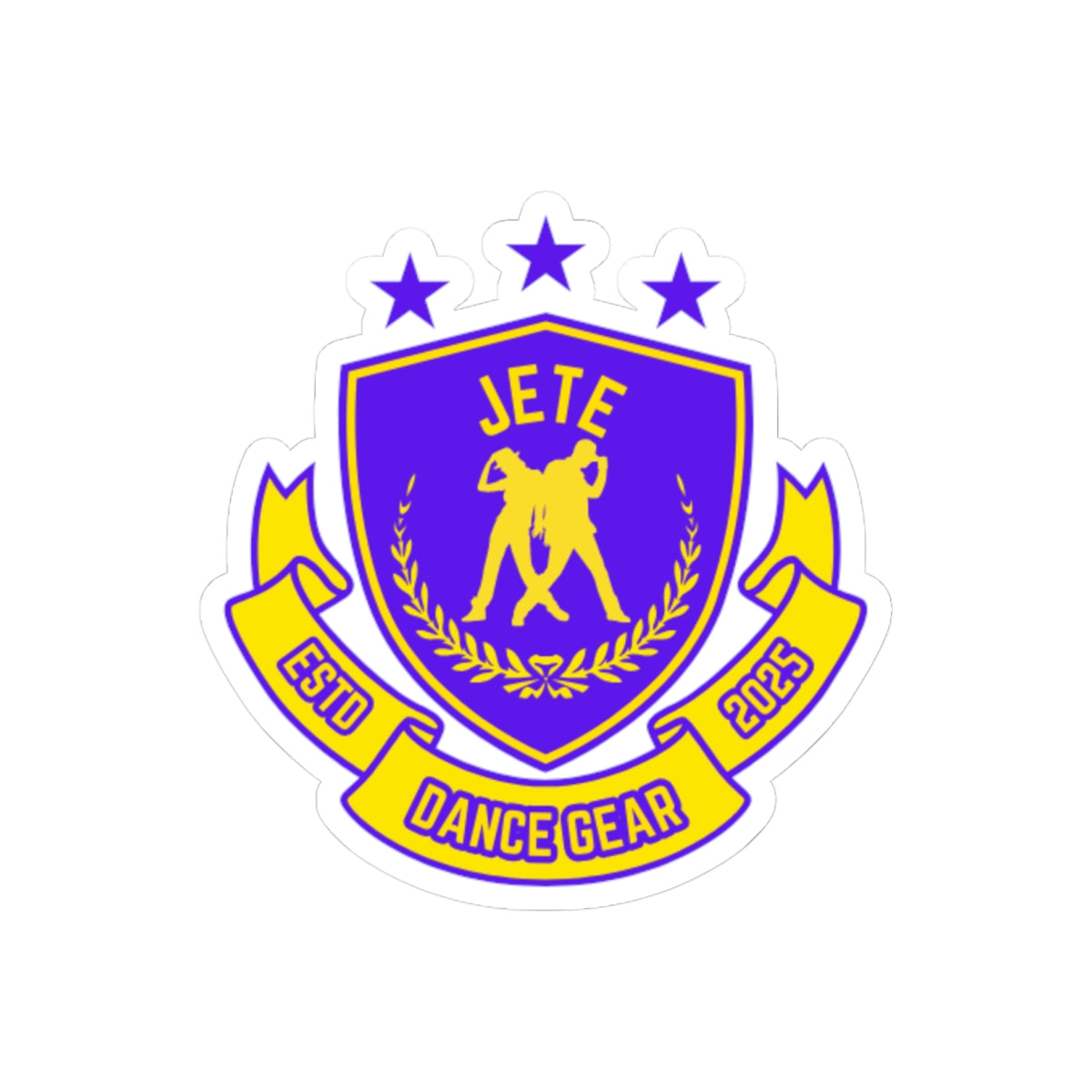 "Jeté Dance Gear" Kiss-Cut Sticker – Collegiate-Inspired Dance Graphic – Vinyl Sticker for Laptops, Water Bottles & Journals