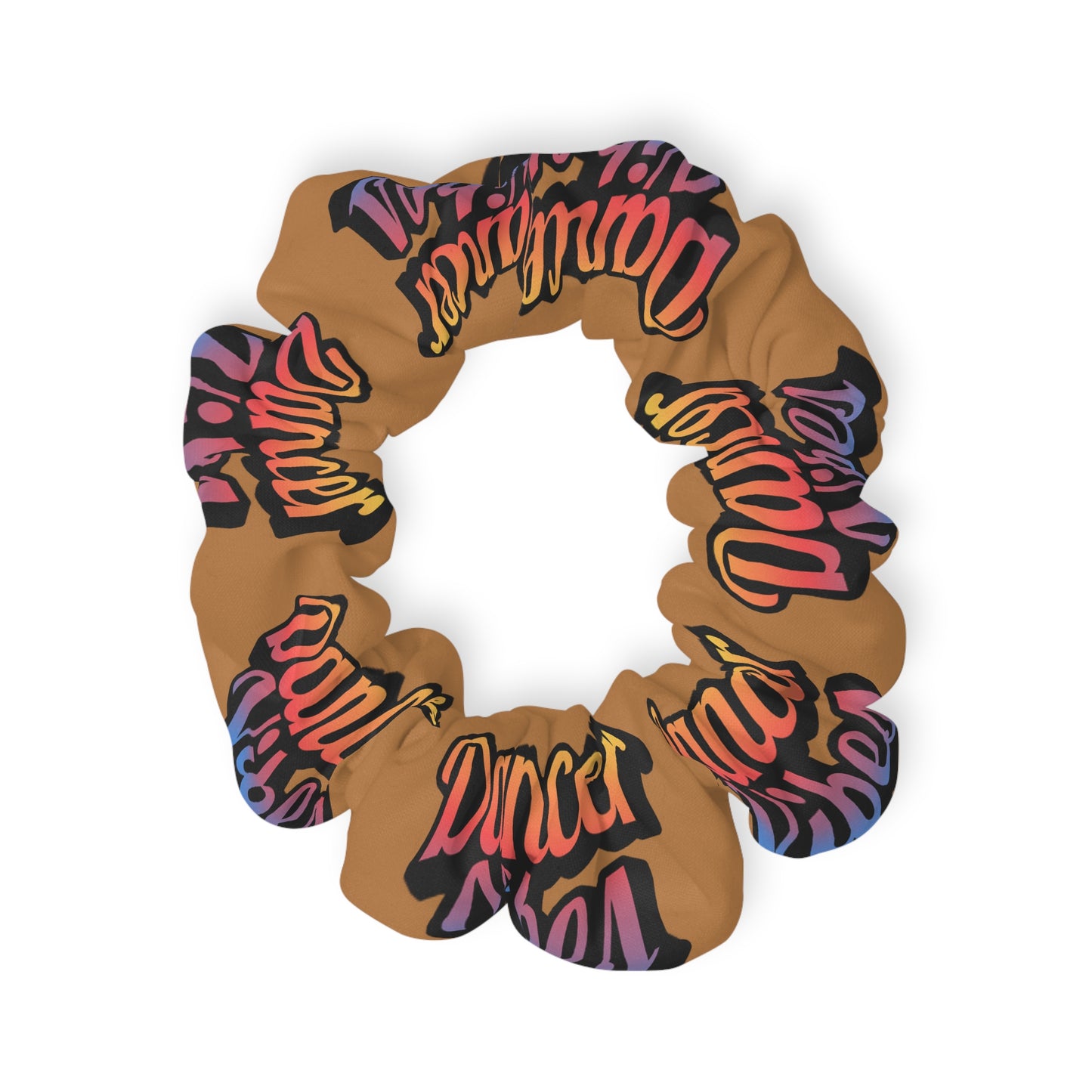 “Dancer Vibes” Scrunchie – Colorful Text Dance Hair Accessory for Performers and Dance Lovers