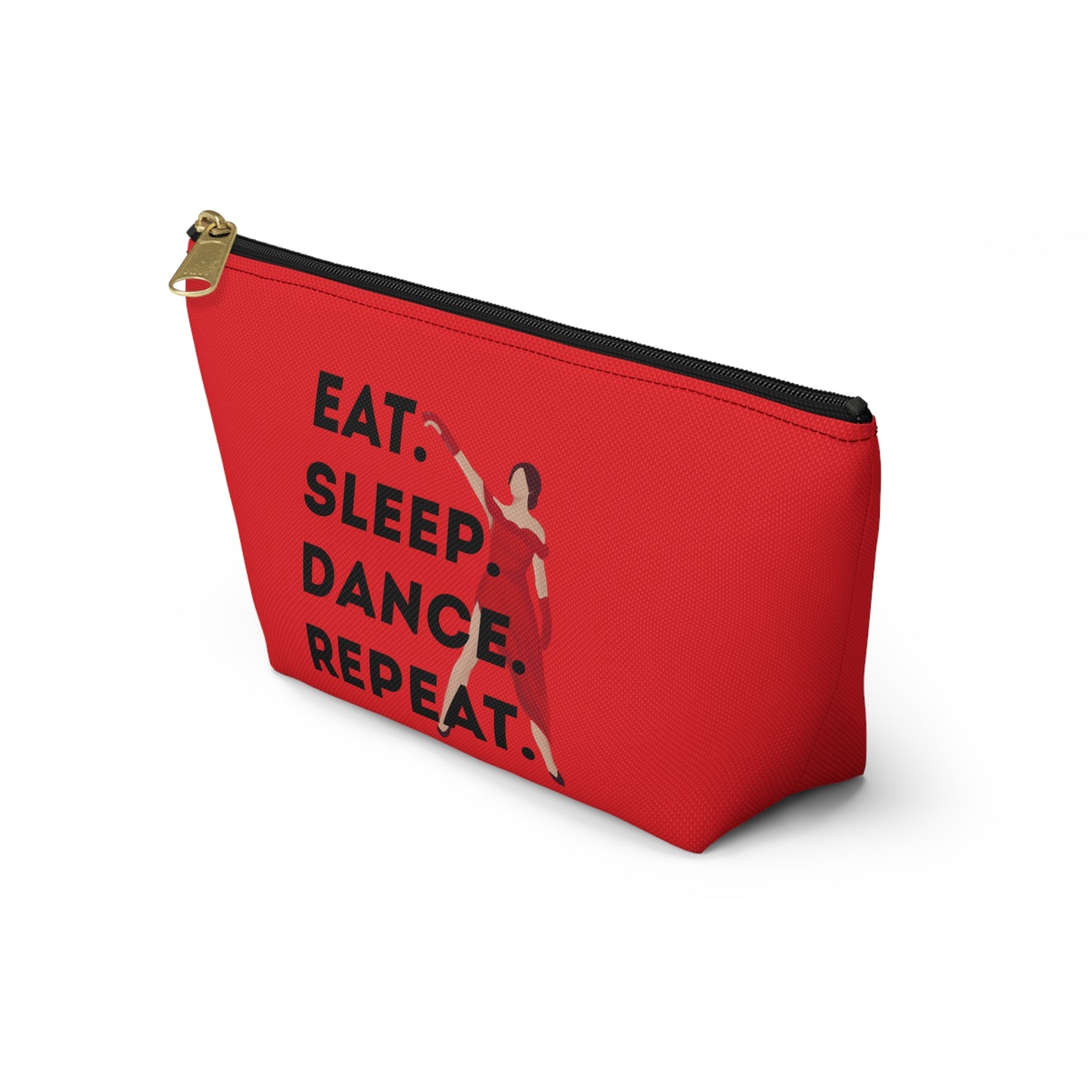 “Eat Sleep Dance Repeat” Makeup Bag – Bold Dancer Graphic – Dance-Themed Zipper Pouch for Cosmetics, Accessories & Travel Essentials