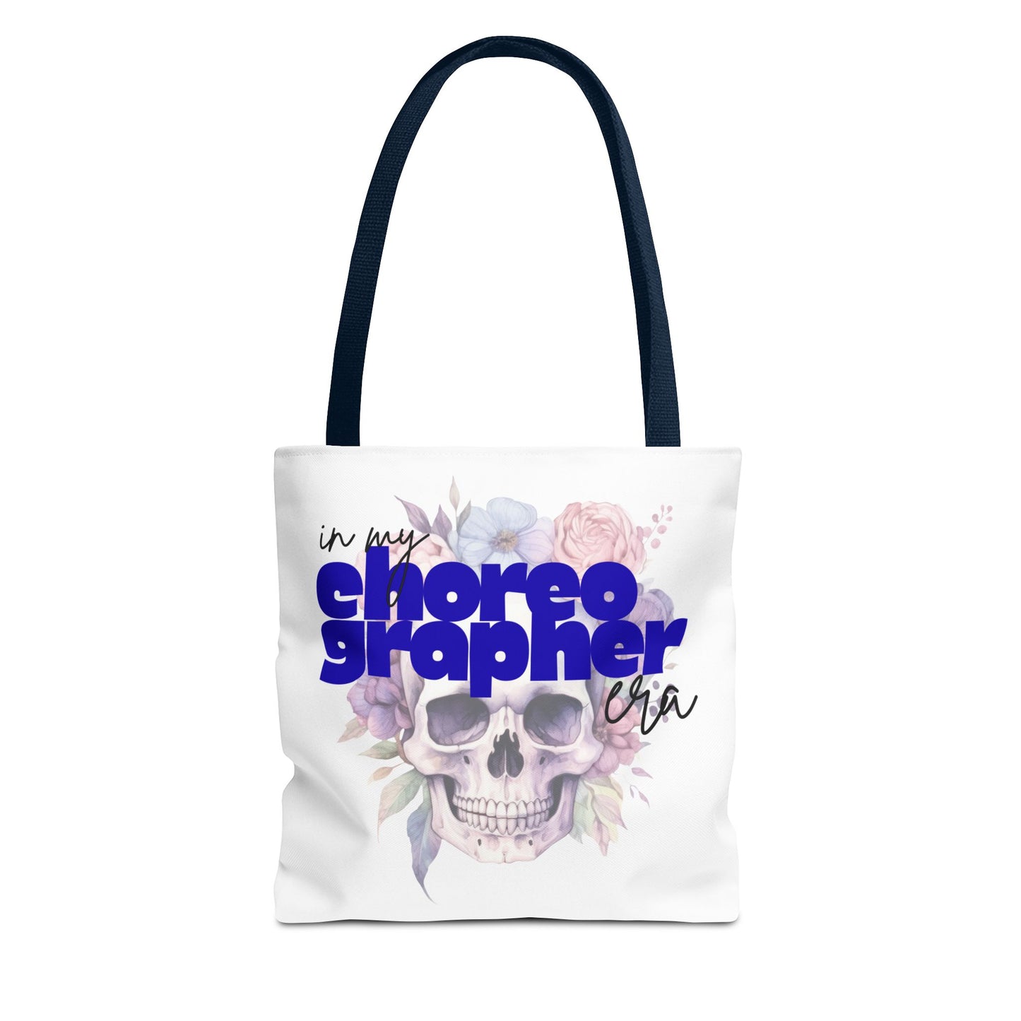 In My Choreographer Era Tote Bag with Colored Handles – Pastel Floral Skull Dance-Inspired Carryall