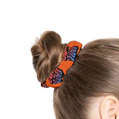 “Dancer Vibes” Scrunchie – Colorful Text Dance Hair Accessory for Performers and Dance Lovers