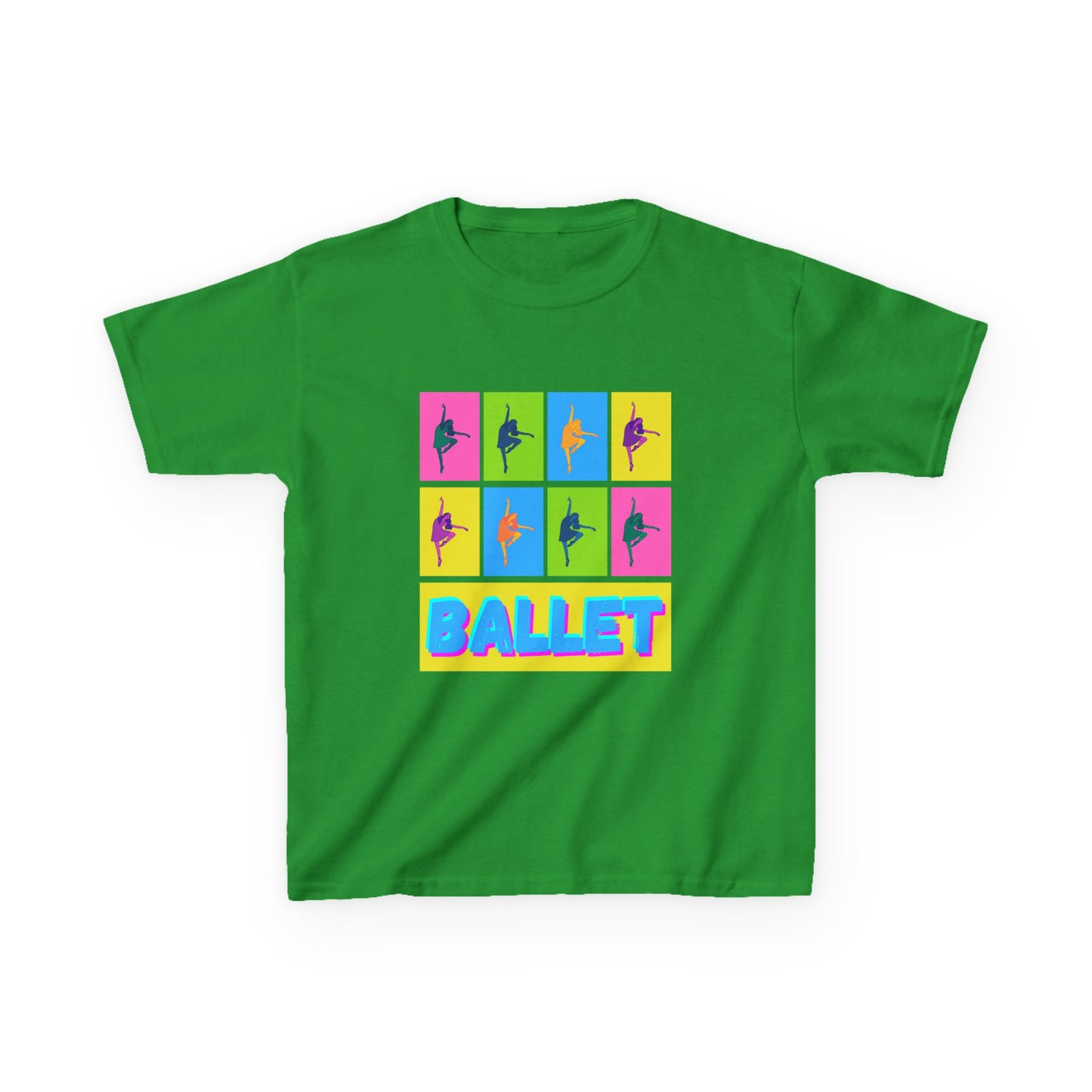"Ballet" Youth Short Sleeve T-Shirt – Pop Art Inspired Design with Ballet Dancer Graphics – Dance Apparel for Kids