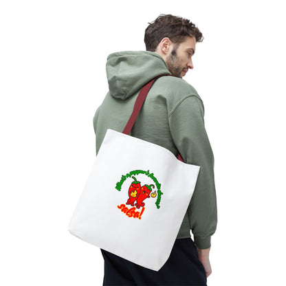 “What’s a Pepper’s Favorite Dance? Salsa!” Salsa Dance Pun Tote Bag – Funny Kawaii Pepper Graphic Canvas Bag for Dancers & Food Lovers