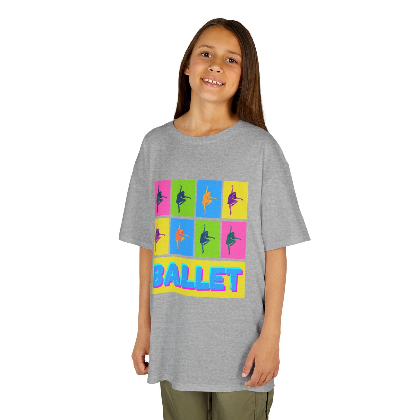 "Ballet" Youth Short Sleeve T-Shirt – Pop Art Inspired Design with Ballet Dancer Graphics – Dance Apparel for Kids