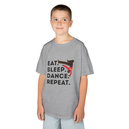 "Eat Sleep Dance Repeat" Youth Short Sleeve Tee – Bold B-Boy Graphic Hip-Hop Dance Shirt for Kids and Young Performers