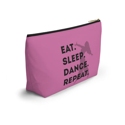 “Eat Sleep Dance Repeat” Makeup Bag – Bold Dancer Graphic – Dance-Themed Zipper Pouch for Cosmetics, Accessories & Travel Essentials
