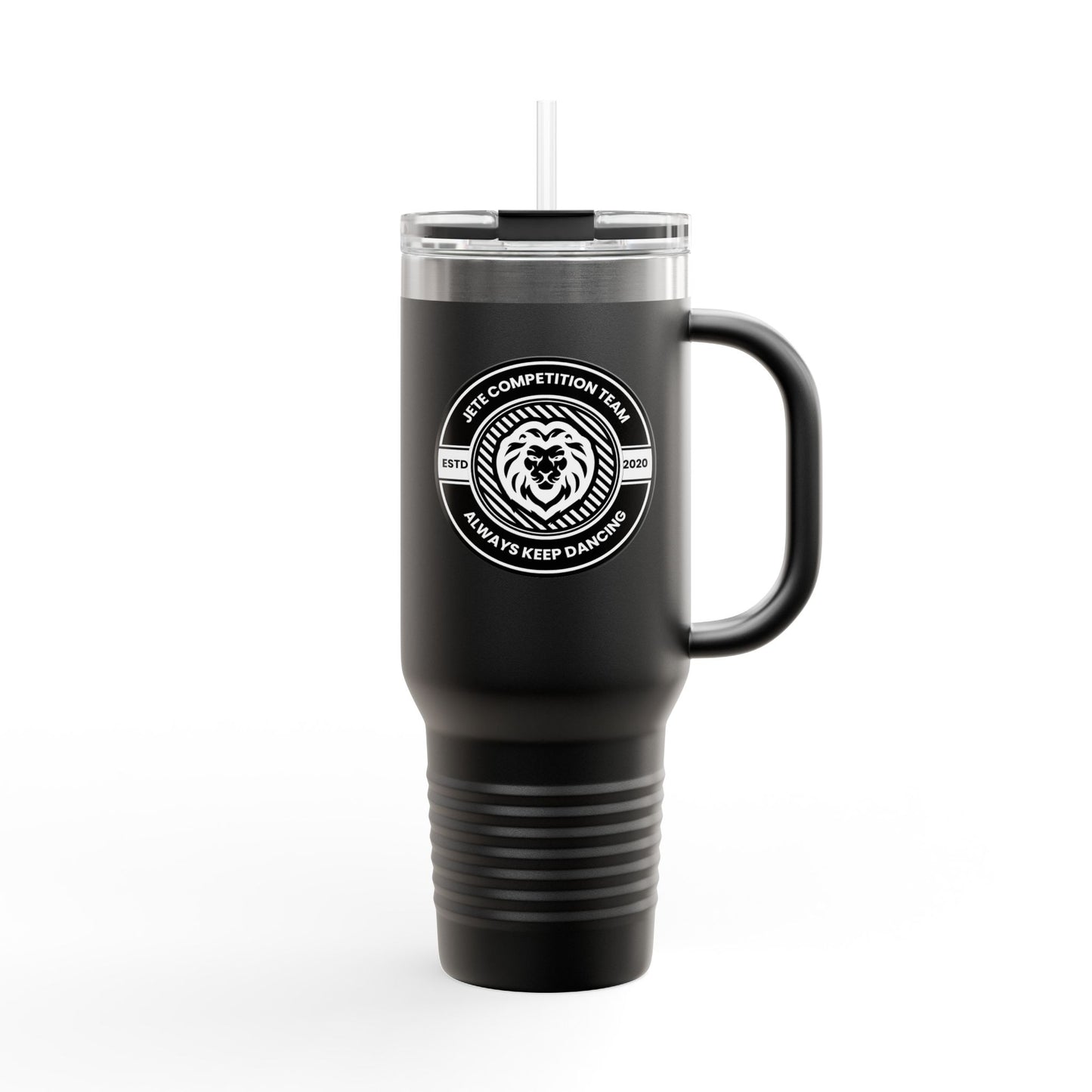 "Jeté Competition Team" 40oz Insulated Travel Mug – Collegiate Dance Emblem Tumbler with “Always Keep Dancing” Quote – Stainless Steel Travel Cup for Dancers, Coaches & Dance Moms
