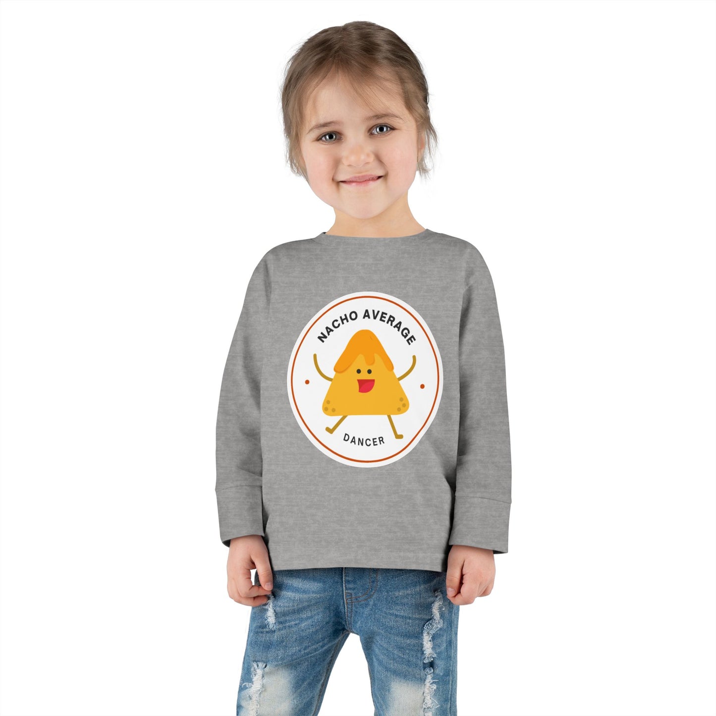 "Nacho Average Dancer" Toddler Dance T-Shirt – Cute Nacho Graphic Long Sleeve Tee for Kids