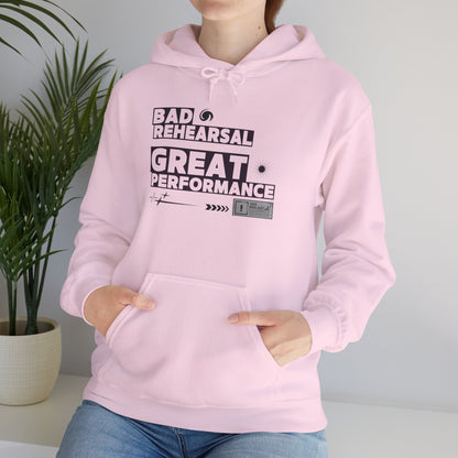 "Bad Rehearsal, Great Performance" Dance Hoodie – Unisex Heavy Blend™ Hooded Sweatshirt with Streetwear-Inspired Graphic for Performers