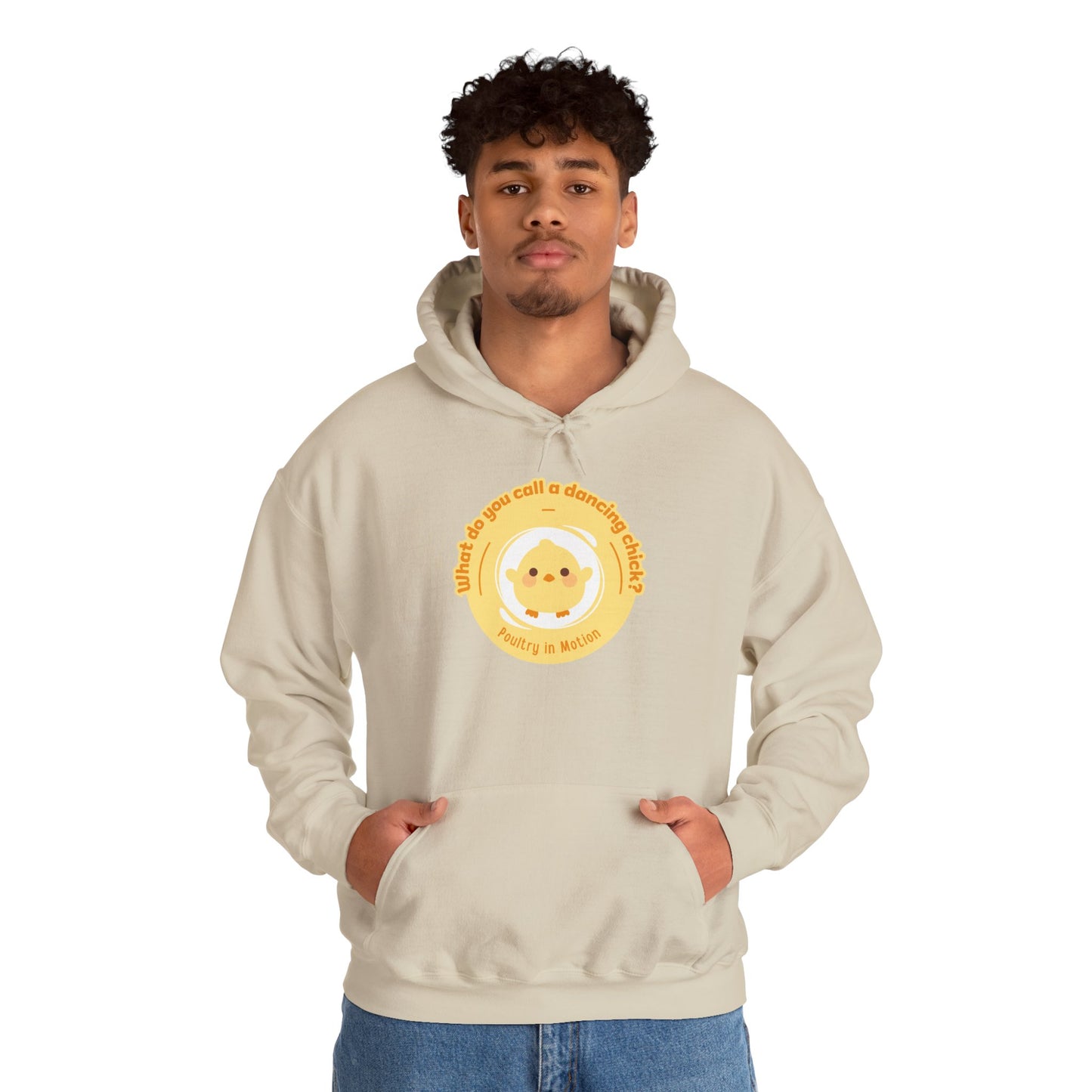 "What do you call a dancing chick? Poultry in Motion" Unisex Dance Hoodie – Funny Dancing Chick Graphic Sweatshirt for Dancers