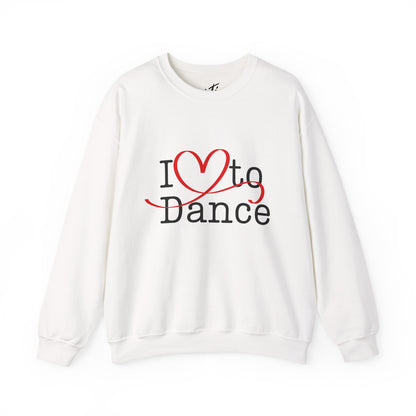 "I Love to Dance" Unisex Crewneck Sweatshirt – Dance Lover Gift with Hand-Drawn Heart Graphic