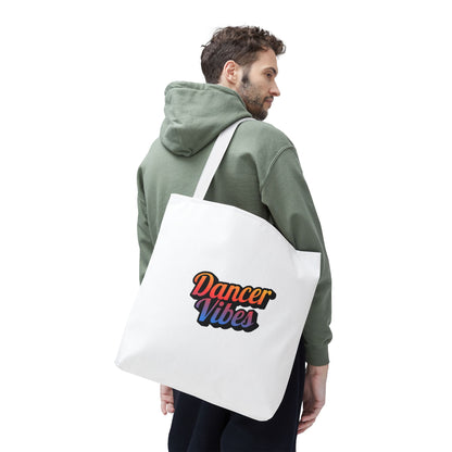 "Dancer Vibes" Canvas Tote Bag – Bold Dance-Themed Text Graphic Bag for Dancers, Students & Everyday Use