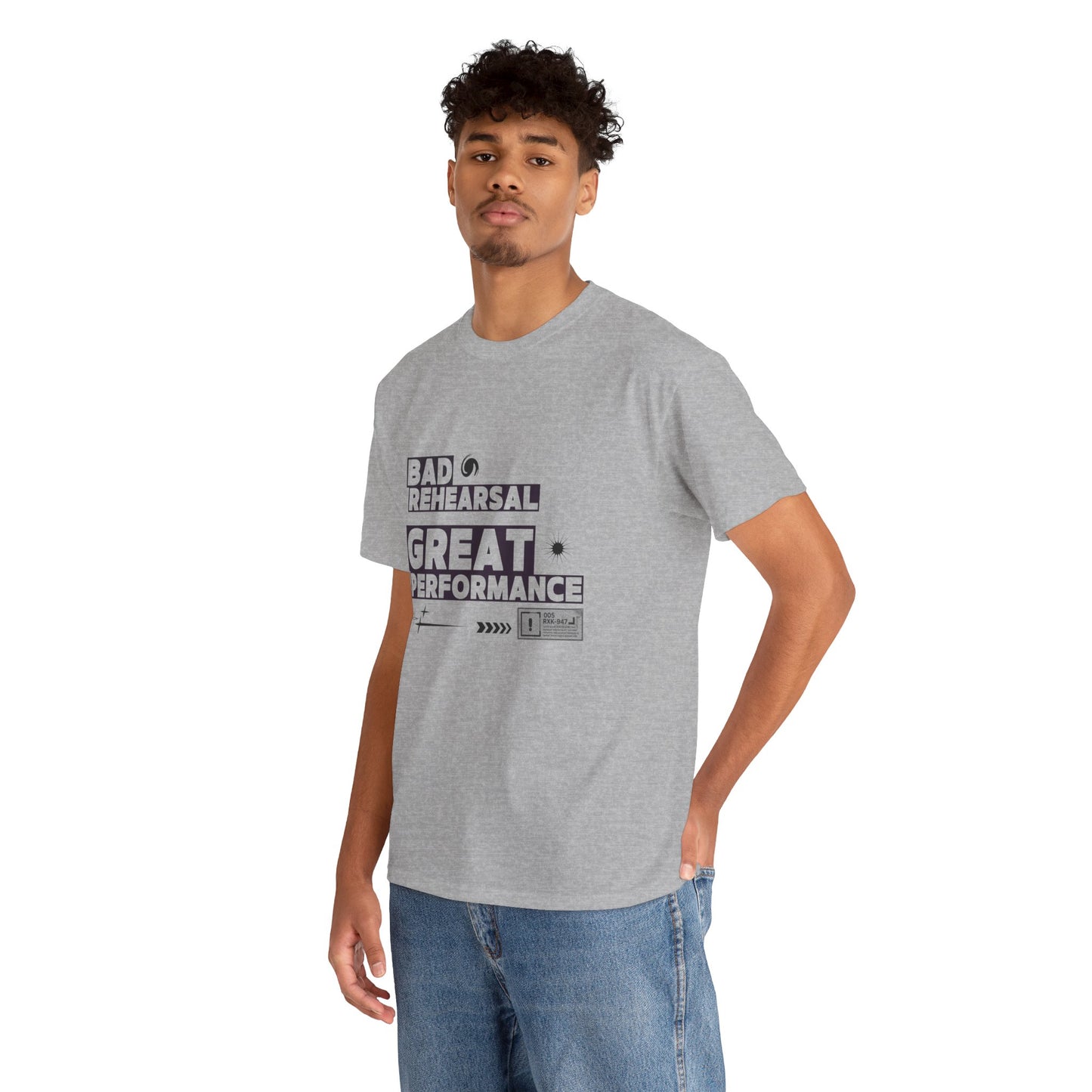 "Bad Rehearsal, Great Performance" Dance Quote Tee – Unisex Heavy Cotton T-Shirt with Streetwear-Inspired Graphic for Dancers