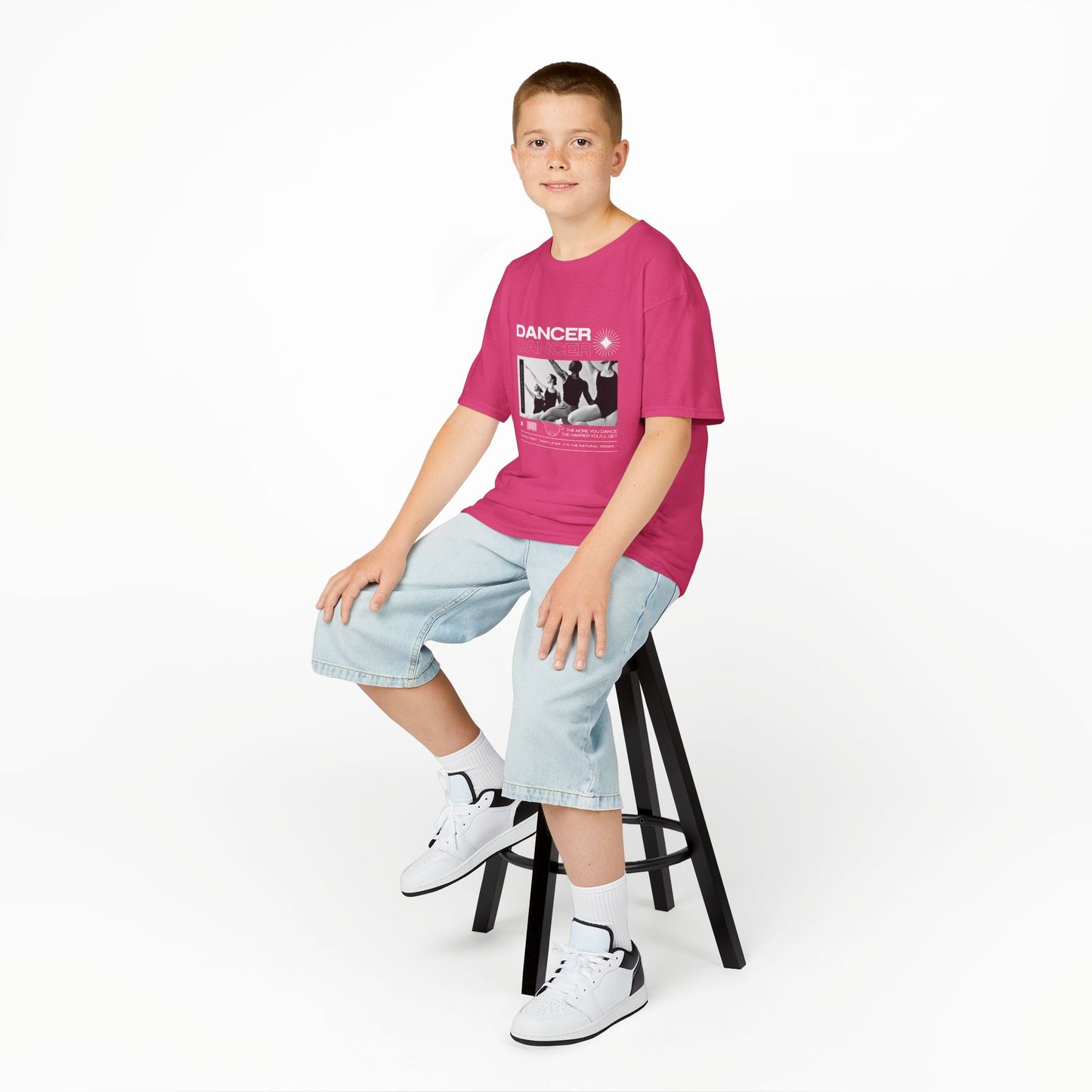 “Dancer” Youth Short Sleeve Tee – Young Ballet Dancers at the Barre Streetwear-Inspired Dance Shirt for Kids