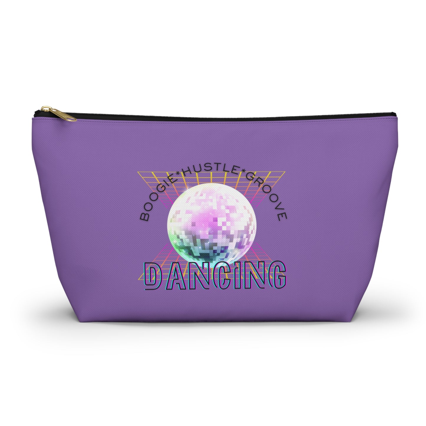 "Boogie, Hustle, Groove - Dancing" Retro Dance-Inspired Makeup Bag | Funky Bold Accessory Pouch for Dancers