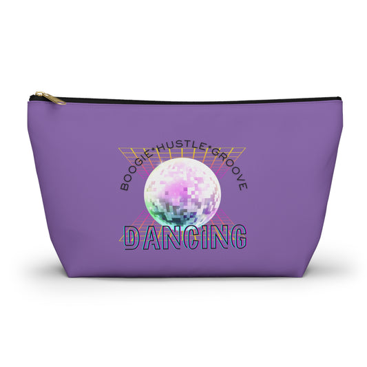 "Boogie, Hustle, Groove - Dancing" Retro Dance-Inspired Makeup Bag | Funky Bold Accessory Pouch for Dancers