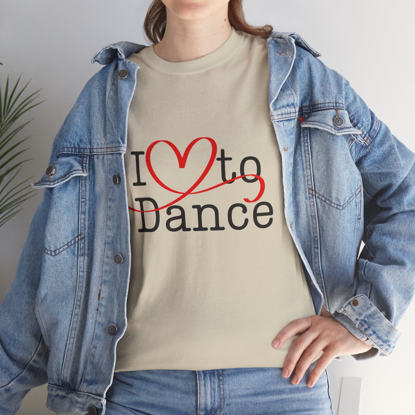 "I Love to Dance" Unisex Heavy Cotton Tee – Hand-Drawn Heart Graphic Dance Lover T-Shirt